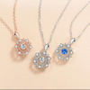 S925 Silver Blue White 5A CZ Snowflake Necklace For Woman Girl