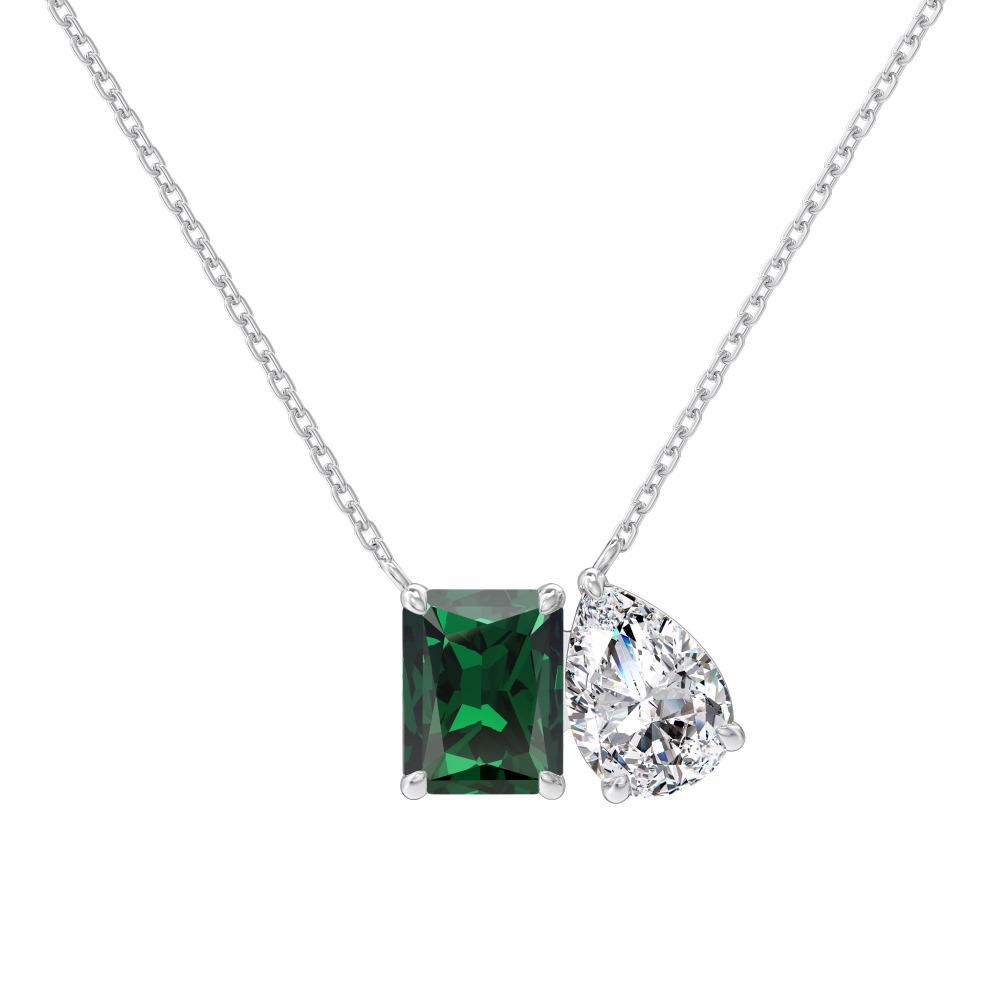 925 Sterling Silver Jewelry Set Emerald Cut Square Drop Zircon Silver Necklace