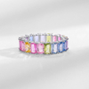 S925 silver ring with colored gemstones rainbow zircon ring for women
