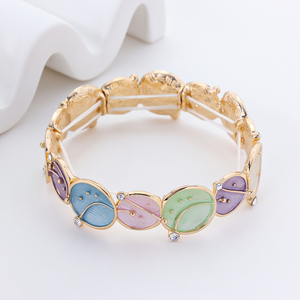 Silver enamel Vintage Gold Elastic Bracelet for Women
