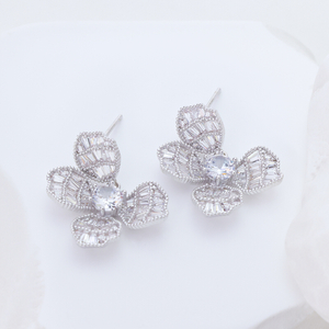  Wholesale Flower S925 Sterling Silver Earrings Rhodium Gold Plated Earring For Woman 