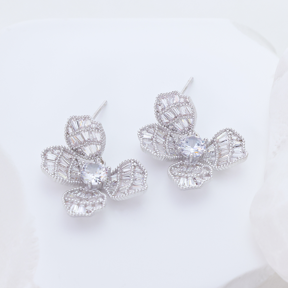  Wholesale Flower S925 Sterling Silver Earrings Rhodium Gold Plated Earring For Woman 