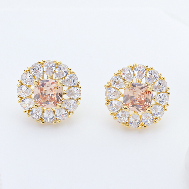 Sterling Silver Cubic Zirconia Stud Earrings Round Diamonique Stud Earrings