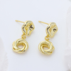 18K Gold Plated Sterling Silver Abstract Knot Drop Earrings for Women – Elegant Twisted Dangle Earrings with Textured Irregular Design, Fashion Jewelry Gift for Her