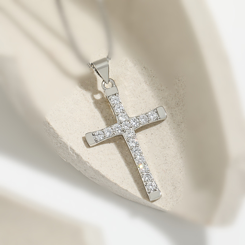 Cross Pendant Necklace 925 Sterling Silver 18k Gold Plated