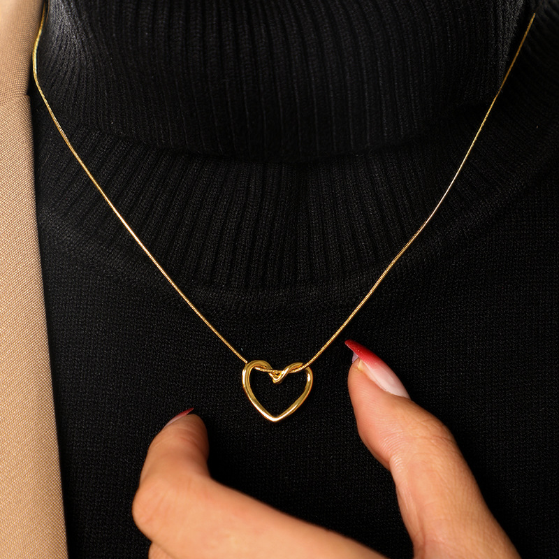S925 Sterling Silver Plain Heart Necklace Gift For Ladies