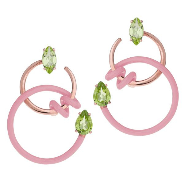 Snake Enamel Rose Gold Silver Hoop Dangle Earrings for Women