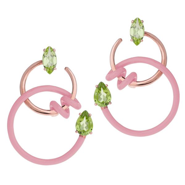 Snake Enamel Rose Gold Silver Hoop Dangle Earrings for Women
