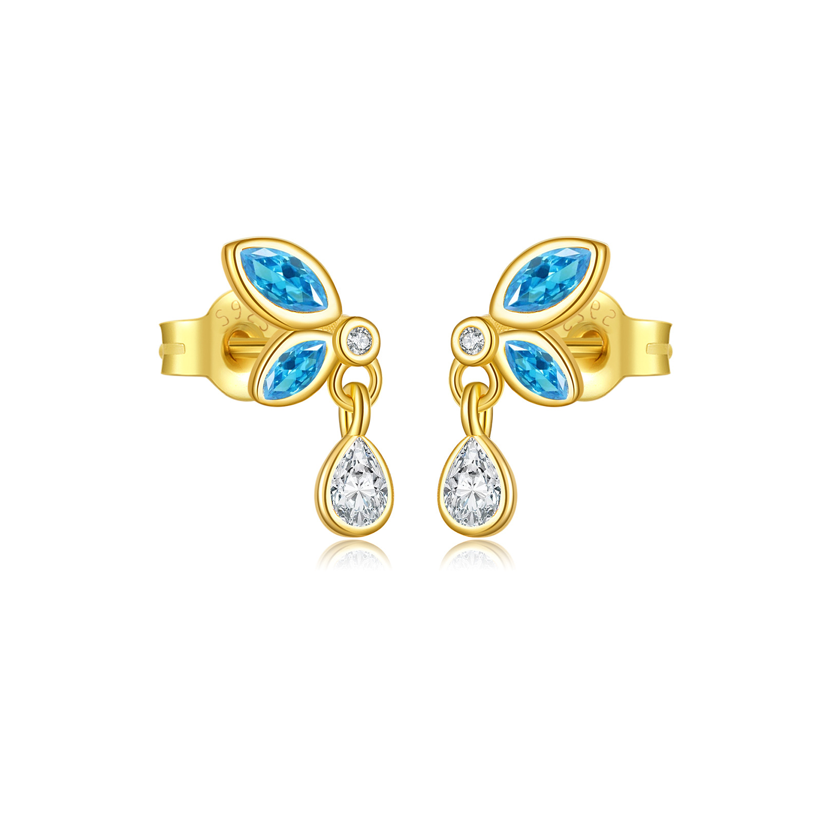 925 Silver Earring High Quality Butterfly Earrings Gold Plated