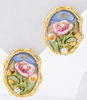 925 Sterling Silver Jewelry Colorful Enamel Artistic oil painting Flower Earrings 
