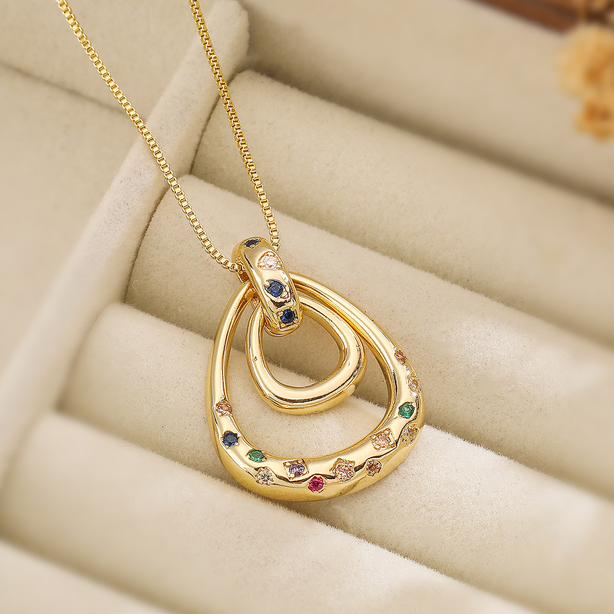 S925 Silver 18K Gold Plated Necklace Zircon Pendant For Woman