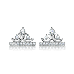 S925 Sterling Silver Round Zircon Crown Earrings For Woman