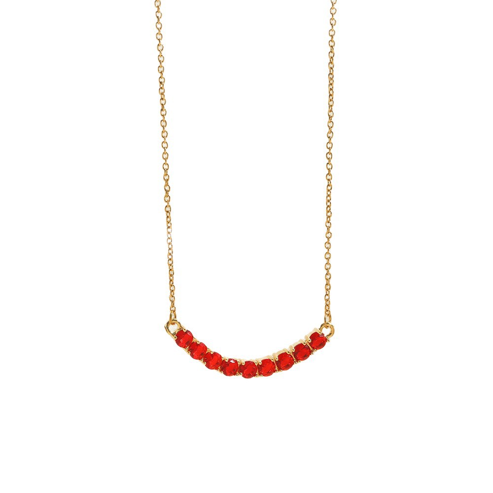 S999 Sterling Silver I-shaped Smile Gemstone Necklace For Woman