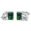 925 Sterling Silver Jewelry Set Emerald Cut Square Drop Zircon Silver Necklace