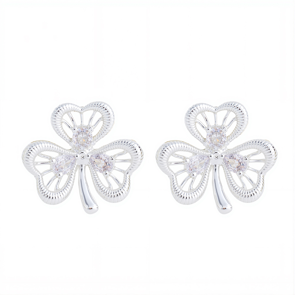 S925 Sterling Silver Flower Earrings Rhodium Plated Earring For Woman Wholesale