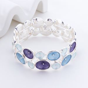S925 Silver Spiral Flower Enameled Gorgeous Bangle