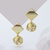 French Vintage Brushed Metal Micro-inlaid Zircon Teardrop Geometric Combined Long Statement Earrings