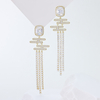 925 Sterling Silver Dangle Earrings for Women Geometric Square Zirconia Silver Drop Earrings 