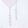Geometric Square Zirconia Silver Drop Earrings - Sterling Silver Dangle Earrings for Women, Minimalist Long Statement Jewelry Gift