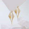 14K Gold Plated S925 Sterling Silver Rhombus Hoop Earrings, Women Textured Mesh Open Square Huggie Earrings Hypoallergenic Statement Jewelry
