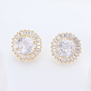 14K Gold Plated Sterling Silver Criss Cross Hoop Earrings, Baguette Cut Cubic Zirconia Twisted Cuff Earrings for Women