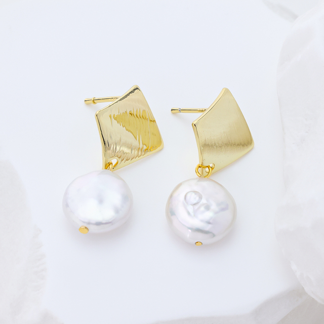 Custom Gold Heart Dangle Earrings S925 Silver Irregular Ball Party Dating