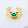 Gilded Serenity” – Sterling Silver Vermeil Ring with Green& Red CZ