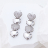 Chic Rhinestone Heart Drop Earrings - Sparkling Paved & Polished Heart Dangle Jewelry