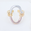 Minimalist Two-Tone Oval Knot Ring for Women Fashion Jewelry