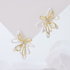 Sterling Silver Two-Tone Flower Earrings for Women, Cubic Zirconia Inlaid Color Separation Floral Stud Earrings, Minimalist Fashion Jewelry Gift