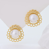 S925 Sterling Silver Antique Butterfly Earrings Brushed Gold White Zircon Vintage Studs