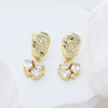 Gold-Plated Irregular Drop Earrings with Zircon Cluster – Fashion Jewelry for Women