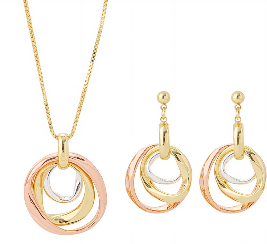 Gold Plated Round Enamel Clip-on Jewelry Set Women Gift