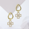 Exquisite Gold-Plated Zircon Heart-Flower Pendant Hoop Earrings