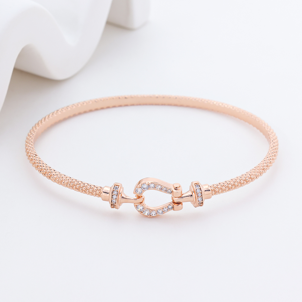 S925 electroplated 14K rose gold horseshoe buckle bracelet, adjustable jewelry