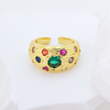 S925 Silver Pop Art Scattered CZ Dome Wide Open Ring