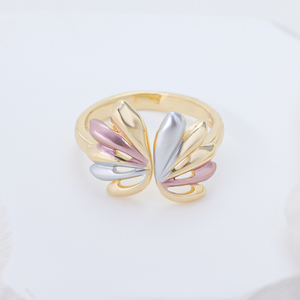 S925 Silver Gold Tone 3D Wave Cuff Ring