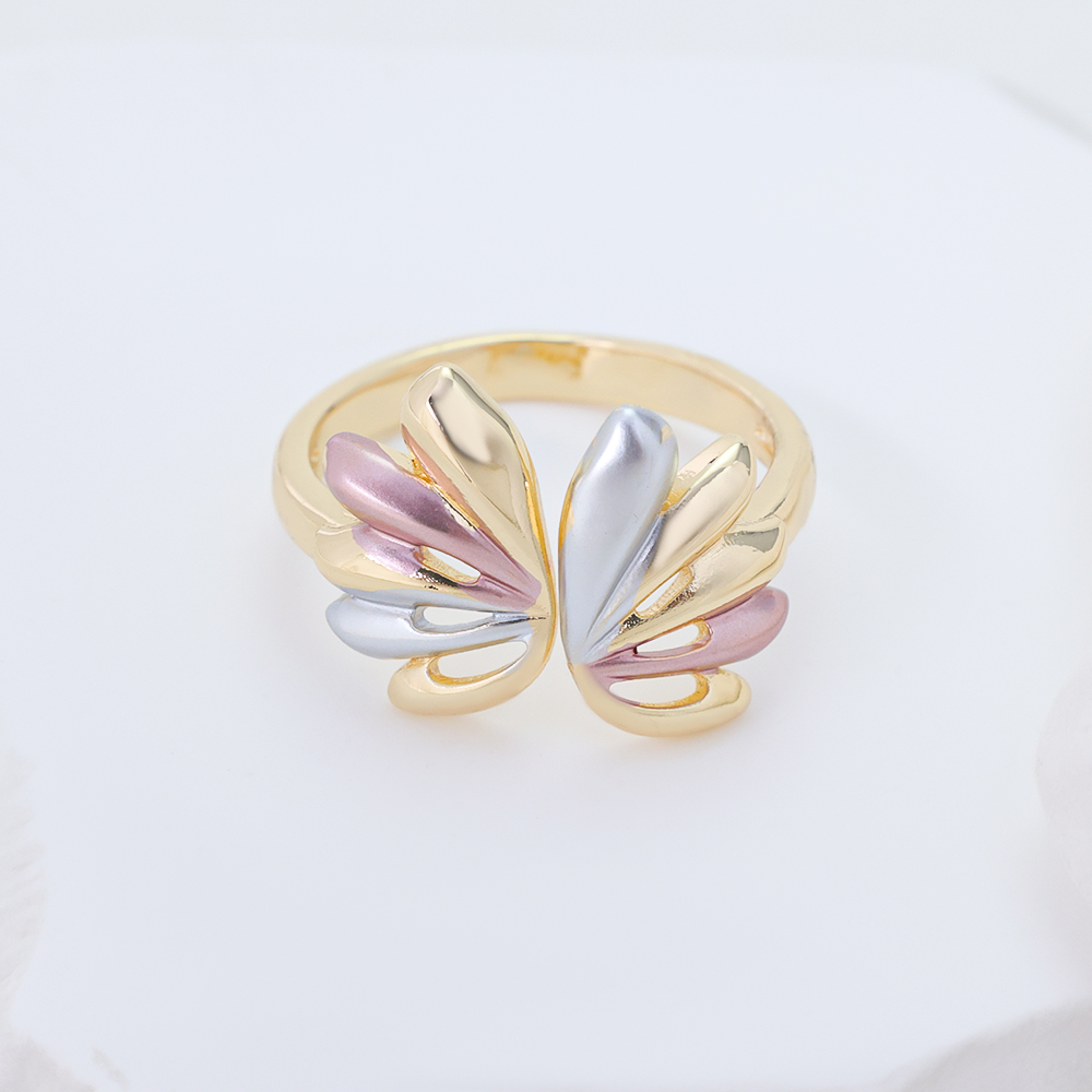 S925 Silver Gold Tone 3D Wave Cuff Ring