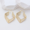 14K Gold Plated S925 Sterling Silver Rhombus Hoop Earrings, Women Textured Mesh Open Square Huggie Earrings Hypoallergenic Statement Jewelry
