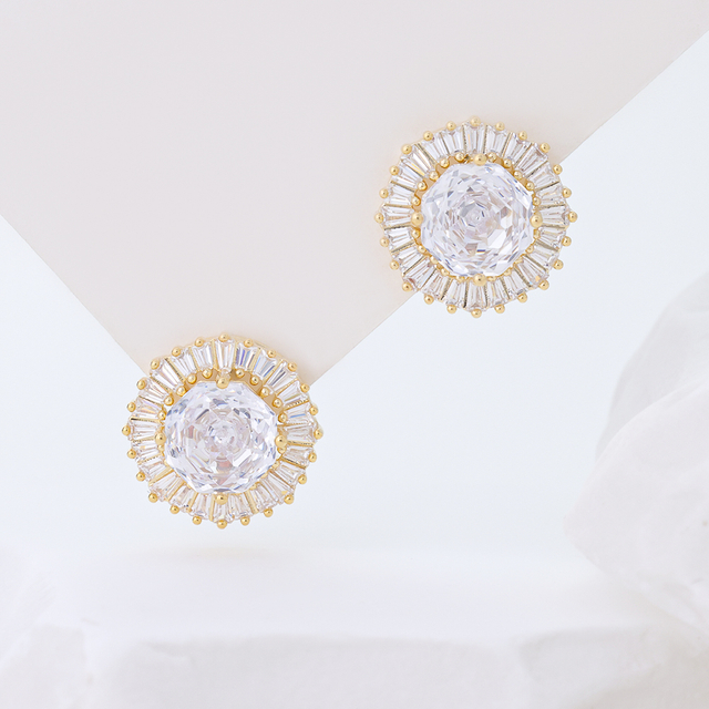 14K Gold Plated Sterling Silver Criss Cross Hoop Earrings, Baguette Cut Cubic Zirconia Twisted Cuff Earrings for Women
