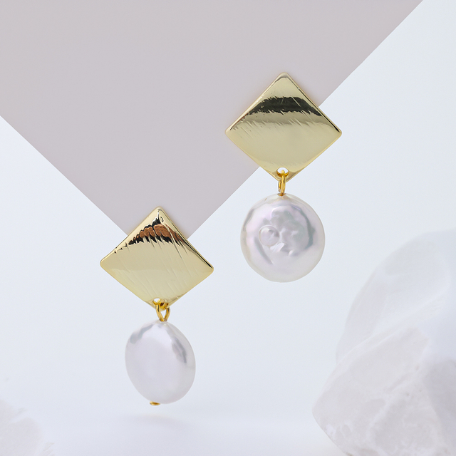 Custom Gold Heart Dangle Earrings S925 Silver Irregular Ball Party Dating