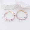 Tri-Color Twisted Hoop Earrings for Women | 925 Sterling Silver | Hypoallergenic | Gold, Silver, Pink Tone | Minimalist Fashion Jewelry for Daily Wear