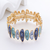 Vintage Blue Enamel Feather Bangle Bracelet for Women, 925 Sterling Silver, Cubic Zirconia Inlaid, Boho Chic Jewelry Gift