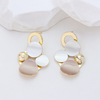 14k Gold Plated Silver Geometric Circle Dangle Earrings, Minimalist Shell & Metal Drop Earrings, Fashion Statement Jewelry for Women