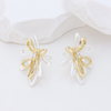 Sterling Silver Two-Tone Flower Earrings for Women, Cubic Zirconia Inlaid Color Separation Floral Stud Earrings, Minimalist Fashion Jewelry Gift
