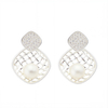 925 Silver Elegant Shall Pearl Stud Earrings with Zirconia – Vintage Gold Fan Shape Rhodium Earrings