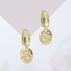 Star & Moon Round Disc Stud Earrings | Gold - Plated Zirconia (Silver - Based) Elegant Vintage Ear Jewelry