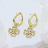 Exquisite Gold-Plated Zircon Heart-Flower Pendant Hoop Earrings