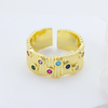 S925 Sterling Silver Hammered Boho Rainbow CZ Open Ring