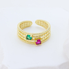 S925 Silver Memphis Striped Multicolor Open Ring